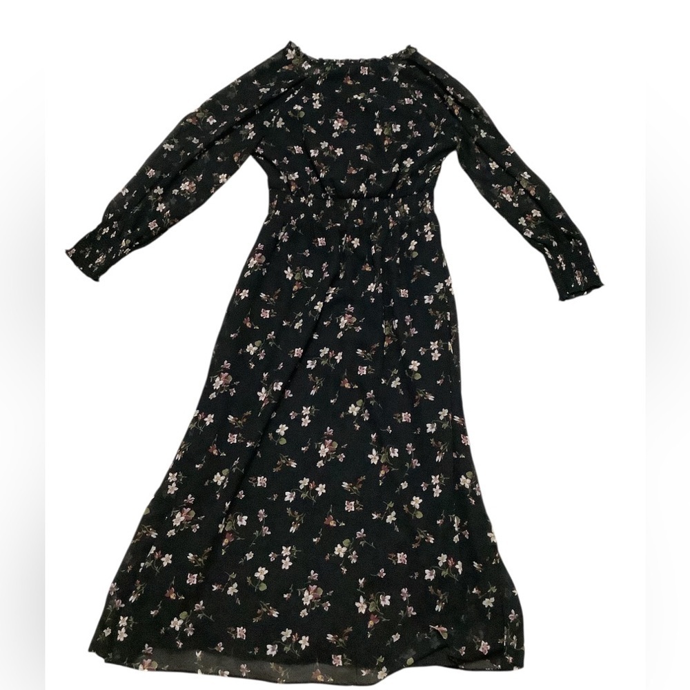 Madewell Black Floral Ruffle Dress - Picture 2 of 3